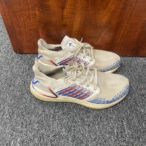 Adidas Mens Ultraboost 20 White Running Shoes Sneakers Size 10